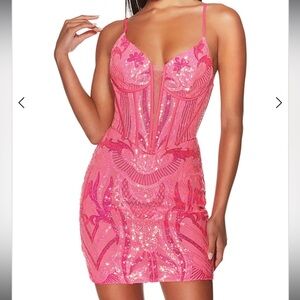 NWT Alyce Paris Corset Shear Sequin Dress